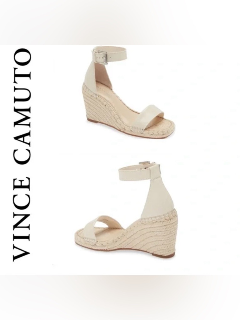 Vince Camuto Cream Espadrille Wedge Sandals